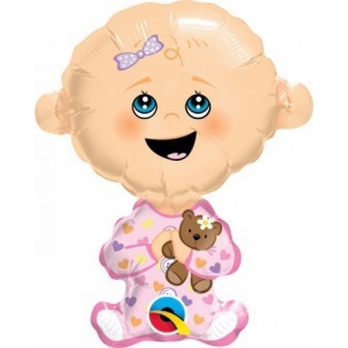 $D GLOBO 14" PALO FOIL FORMA BEBE NIÑA