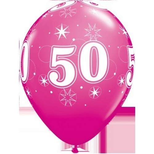 25 GLOBOS 11" LATEX IMPRESO N50 FUCSIA