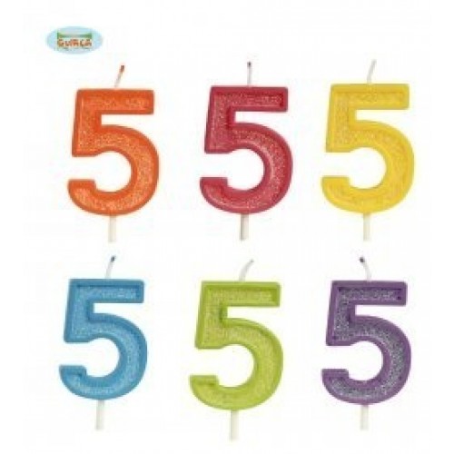 $ VELA GLITTER N5 COLORES SURTIDOS 4CM