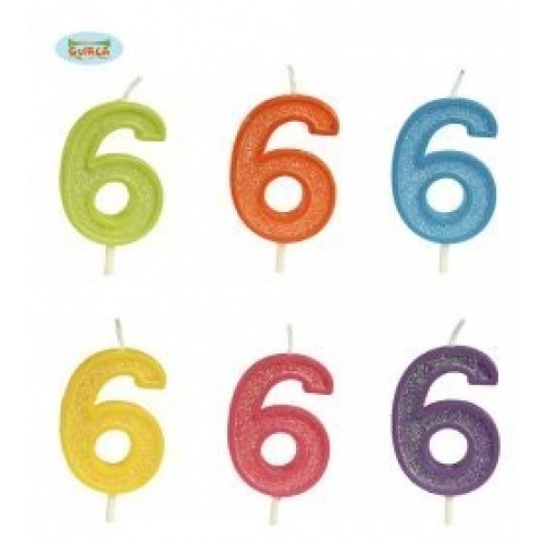 $ VELA GLITTER N6 COLORES SURTIDOS 4CM