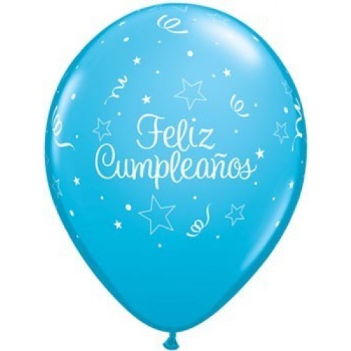 25 GLOBOS 11" LATEX FELIZ CUMPLE CELEST