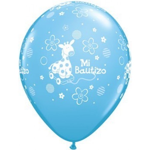 25 GLOBOS 11" LATEX  MI BAUTIZO JIRAFA