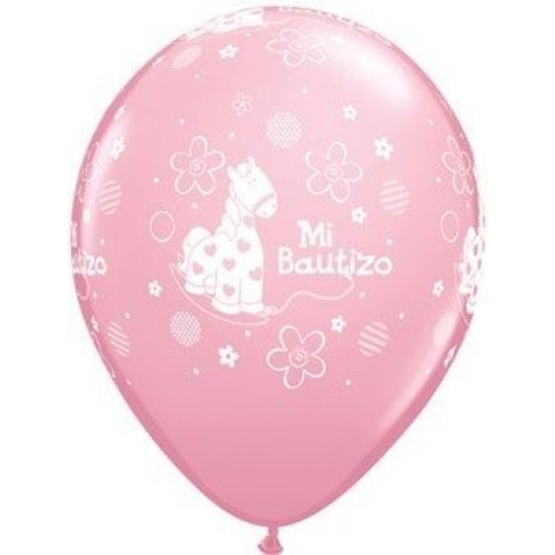 25 GLOBOS 11" LATEX PONY MI BAUTI ROSA
