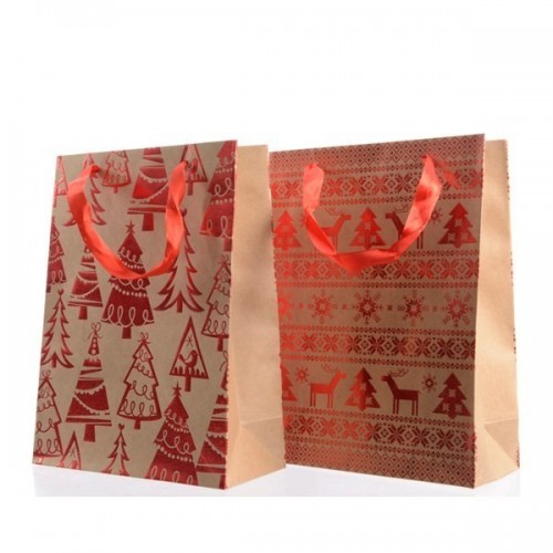 $D BOLSA PAPEL KRAFT NAVIDAD 24X18X8