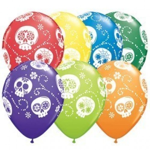 $D 25 GLOBOS 11" LATEX CALAVERA COL.SUR