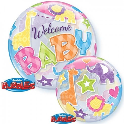 $D GLOBO 22" BURBUJA WELCOME BABY ANIMAL