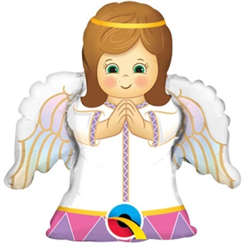 GLOBO 14" PALO  FOIL FORMA ANGEL NIÑA