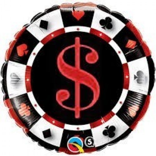 $D GLOBO 18" FOIL RND SIMBOLO DOLAR CASI