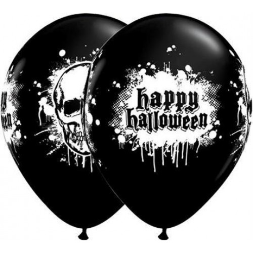 $D 6 GLOBOS 11" LATEX HALLOWEEN NEGRO