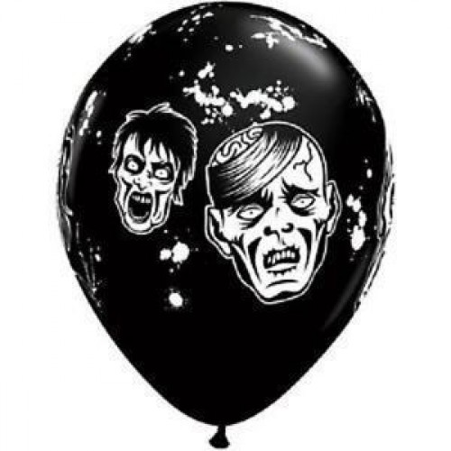 $D 6 GLOBOS 11" LATEX ZOMBIE NEGRO