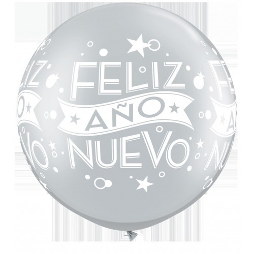 $D 2 GLOBOS JUMBO 3FT PLATA AÑO NUEVO