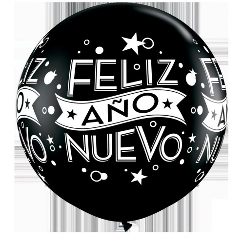 $ 2 GLOBOS JUMBO 3FT NEGRO AÑO NUEVO