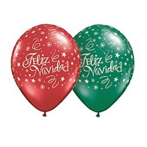 $D 25 GLOBOS 11" LATEX ROJO/VERD F. NAV
