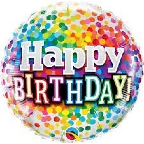 GLOBO 18" FOIL REDONDO BIRTHDAY RAINBOW