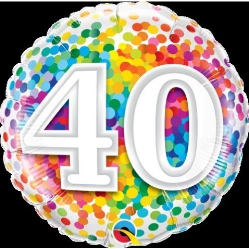 GLOBO 18" FOIL RND N30 RAINBOW CONFETI