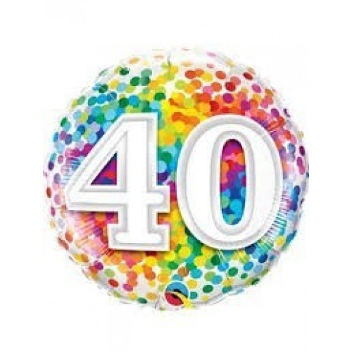 GLOBO 18" FOIL RND N40 RAINBOW CONFETI