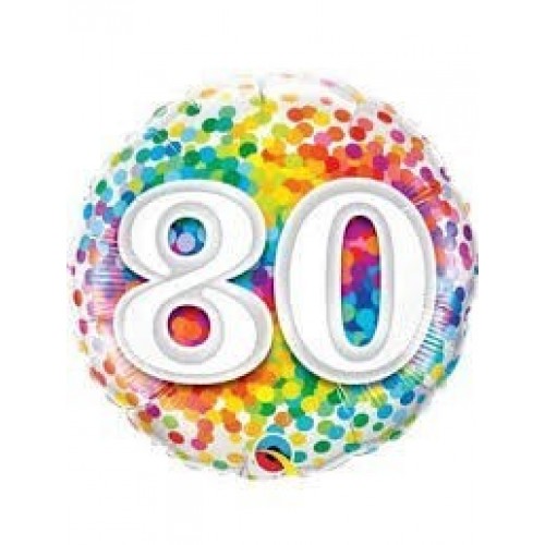GLOBO 18" FOIL RND N80 RAINBOW CONFETI