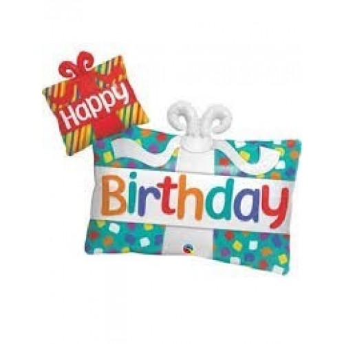 $D GLOBO 39" FOIL FORMA REGALO H. BIRTHD