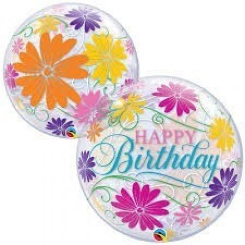 GLOBO 22" BURBUJA H.BIRTHDAY FLORES