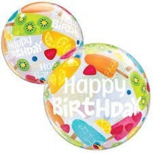 $D GLOBO 22" BURBUJA  BIRTHDAY HELADOS