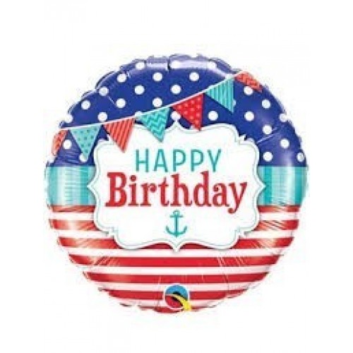 $D GLOBO 18" FOIL RND BIRTHDAY NAUT BAND