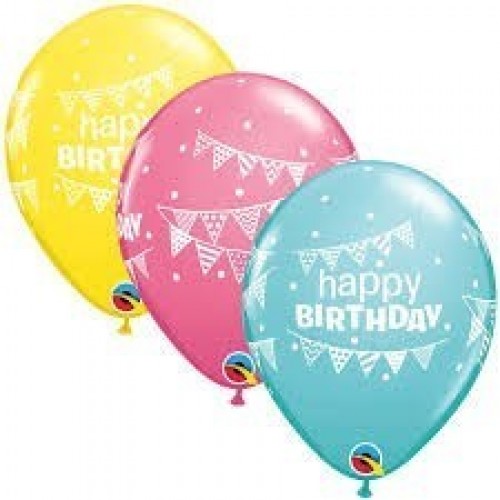 25 GLOBOS 11" LATEX HAPPY BIRTH COL.PAST