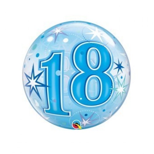$D GLOBO 22" BURBUJA N18 ESTRELLAS AZUL