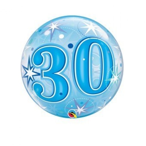 $D GLOBO 22" BURBUJA N30 ESTRELLAS AZUL