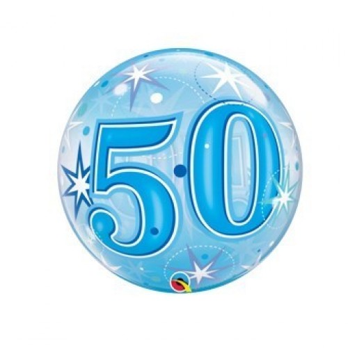$D GLOBO 22" BURBUJA N50 ESTRELLAS AZUL