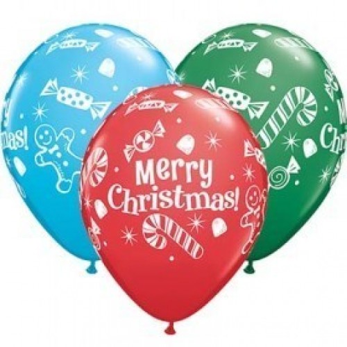 $D 25 GLOBOS 11" LATEX CRISTMAS COL.SUR.