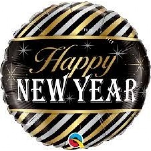 GLOBO 18" FOIL RND NEW YEAR RAYAS DIAG