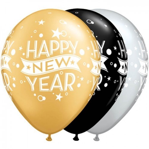 25 GLOBOS 11" LATEX NEW YEAR COL.SUR.