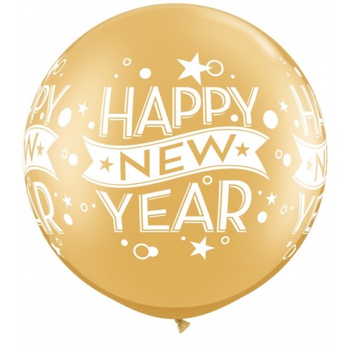 $D 2 GLOBOS JUMBO 3FT ORO NEW YEAR