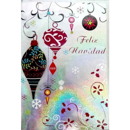 $D TARJETA FELIZ NAVIDAD PLATEADA