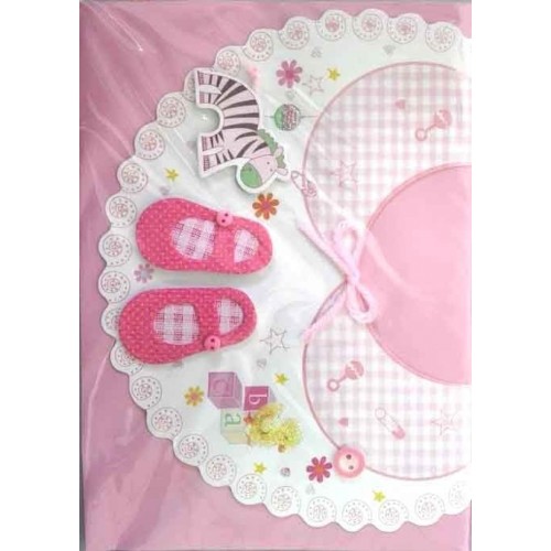 $D TARJETA BABERO ZAPATITOS BABY ROSA(
