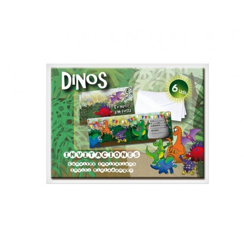 $D 6 INVITACIONES C/SOBRE DINO