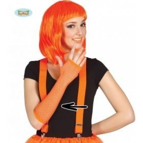    PAR GUANTES REJILLA NARANJA NEON