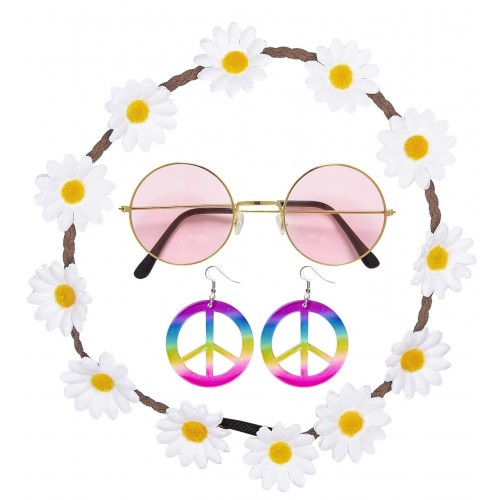 SET HIPPIE CINTA PELO GAFAS PENDIEN