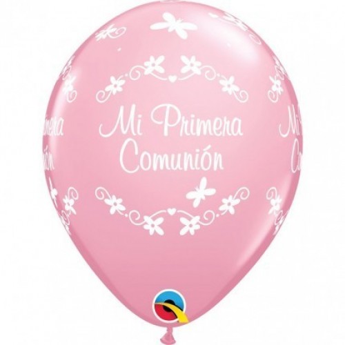 25 GLOBOS 11" LATEX MI 1COMUNION ROSA