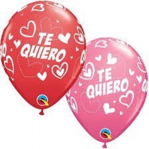 $ 50 GLOBOS 11" LATEX TE QUIERO COL.SUR