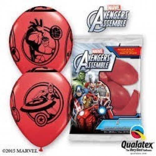 6 GLOBOS 11" LATEX LOS VENGADORES ROJO
