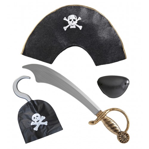 $D SET PIRATA GORRO SABLE PARCHE GARFIO