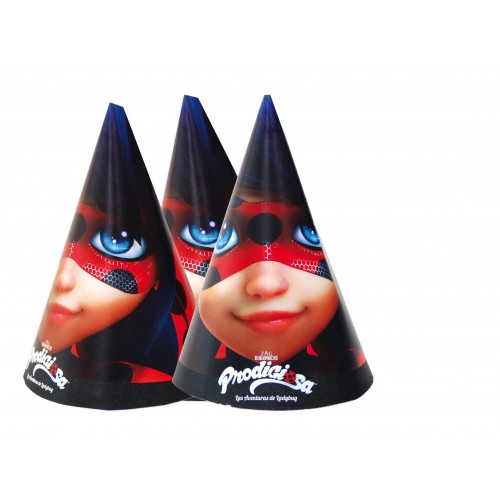   6 SOMBREROS CONO LADYBUG