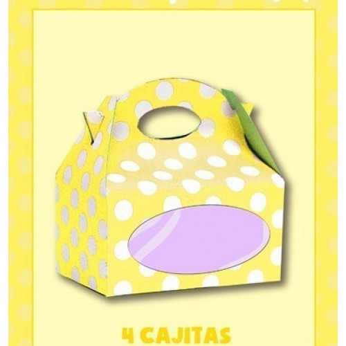 $D  CAJA VENTANA AMARILLO TOPOS 12X8