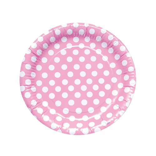   8 PLATOS ROSA TOPOS 23CM