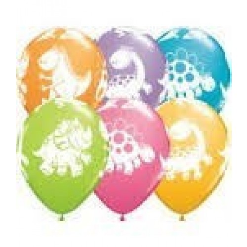 6 GLOBOS 11" LATEX DINOSAURIOS COL.SUR.