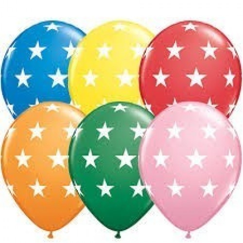 50 GLOBO 11" LATEX ESTRELLAS BLAN COL.SU