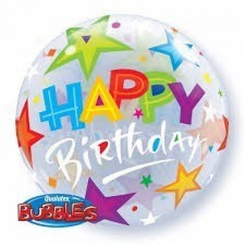 $D GLOBO 12" PALO BURBUJA AIRE H.BIRTHDA