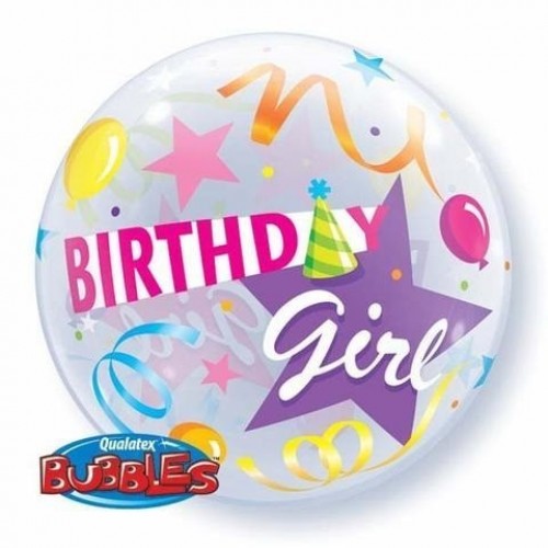 $D GLOBO 22" BURBUJA HAPPY GIRL