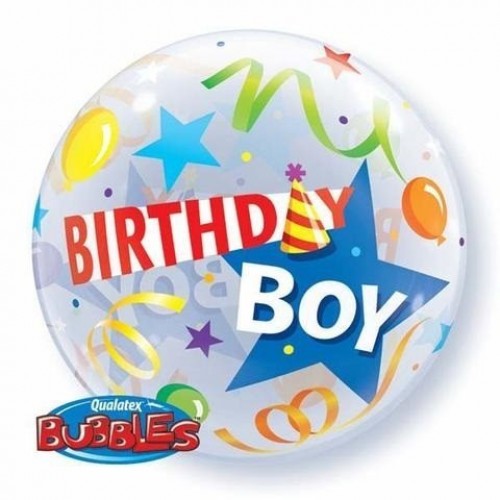 $D GLOBO 22" BURBUJA BIRTHDAY BOY